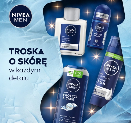 Натисніть на картинку, щоб її збільшити NIVEA MEN Tech Master набір чоловічої косметики в коробці: піна для гоління + бальзам після гоління + гель для душу + кульковий антиперспірант