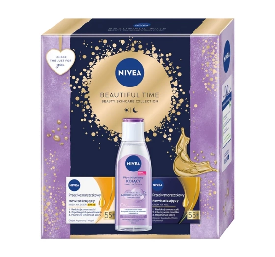 Нажмите на картинку, чтобы ее увеличить Nivea Beautiful Time набор косметики для ухода дневной крем + ночной крем + мицеллярное средство
