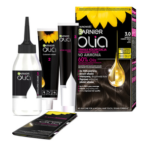 GARNIER OLIA СТІЙКА ФАРБА ДЛЯ ВОЛОССЯ БЕЗ АМІАКУ 3.0 ІНТЕНСИВНО ТЕМНО-КАШТАНОВИЙ