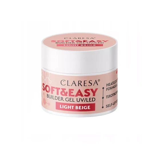CLARESA SOFT & EASY ГЕЛЬ ДЛЯ НАРАЩИВАНИЯ НОГТЕЙ UV/LED LIGHT BEIGE 12Г