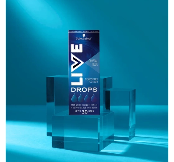 SCHWARZKOPF LIVE DROPS ПОЛУСТОЙКАЯ КРАСКА ДЛЯ ВОЛОС CRYSTAL BLUE 30МЛ
