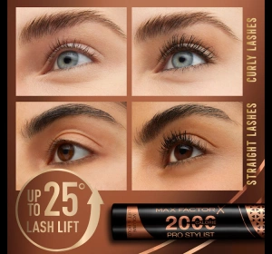 MAX FACTOR 2000 CALORIE PRO STYLIST ТУШЬ ДЛЯ РЕСНИЦ BLACK BROWN 9МЛ
