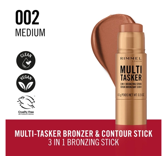Rimmel Multi Tasker осветляющий бронзер-стик 002 Tan 4,5г