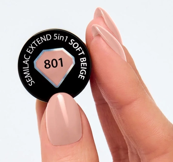 SEMILAC EXTEND 5в1 БАЗА ЛАК ТОП 801 SOFT BEIGE 7МЛ