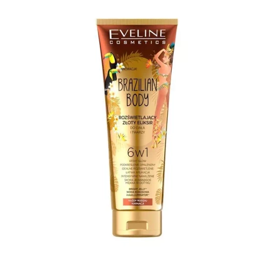 EVELINE BRAZILIAN BODY ОСВІТЛЮЮЧИЙ ЗОЛОТИЙ ЕЛІКСИР ДЛЯ ТІЛА І ОБЛИЧЧЯ 6В1 100МЛ