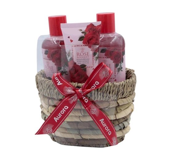 Aurora Rose Bouquet подарунковий набір гель для душу + бальзам для тіла + крем для рук