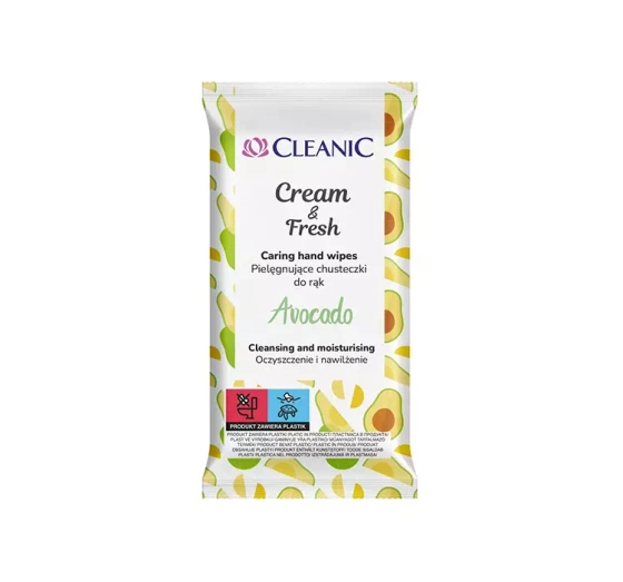 CLEANIC CLEAN & FRESH ВЛАЖНЫЕ САЛФЕТКИ ДЛЯ РУК AVOCADO 15 ШТУК