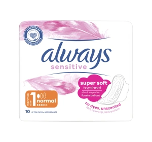 ALWAYS SENSITIVE ГИГИЕНИЧЕСКИЕ ПРОКЛАДКИ С КРЫЛЬЦАМИ 1 NORMAL PLUS 10 ШТ