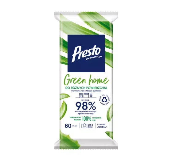 PRESTO  ВОЛОГІ СЕРВЕТКИ ДЛЯ РІЗНИХ ПОВЕРХОНЬ GREEN HOME 60 ШТУК