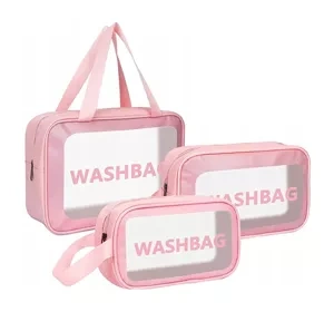 ECARLA WASHBAG НАБОР КОСМЕТИЧЕК 3 ШТ ПУДРОВЫЙ РОЗОВЫЙ