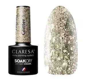 CLARESA SOAK OFF ГЕЛЬ-ЛАК GLITTER 3 5Г