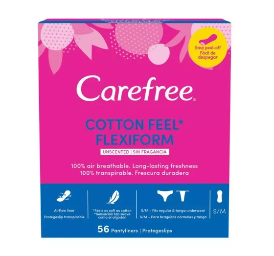 CAREFREE COTTON FLEXIFORM ГИГИЕНИЧЕСКИЕ ПРОКЛАДКИ 56 ШТУК