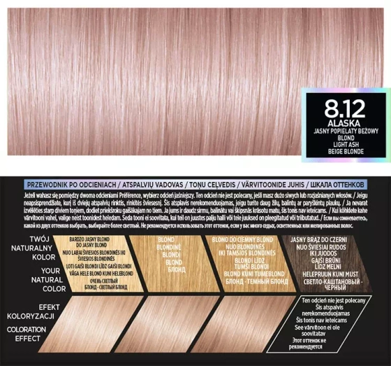 LOREAL PREFERENCE COOL BLONDES ФАРБА ДЛЯ ВОЛОССЯ 8.12 ALASKA СВІТЛИЙ ПОПЕЛЯСТИЙ БЕЖЕВИЙ БЛОНД