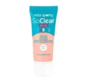 MISS SPORTY SO CLEAR АНТИБАКТЕРИАЛЬНОЕ ТОНАЛЬНОЕ СРЕДСТВО ДЛЯ ЛИЦА 001 LIGHT 30МЛ