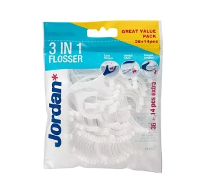 JORDAN 3IN1 FLOSSER ЗУБОЧИСТКИ С НИТЬЮ И СКРЕБКОМ