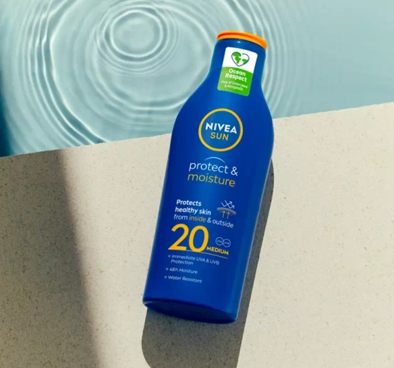 NIVEA SUN PROTECT & MOISTURE УВЛАЖНЯЮЩИЙ БАЛЬЗАМ ДЛЯ ЗАГАРА SPF 20 200МЛ