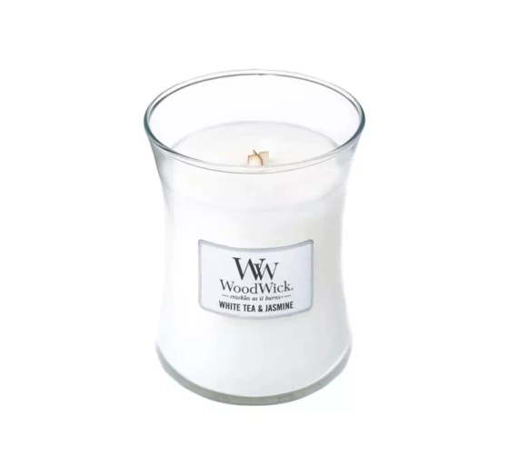 WOODWICK SMALL JAR CANDLE АРОМАТИЧЕСКАЯ СВЕЧА WHITE TEA & JASMINE 85Г