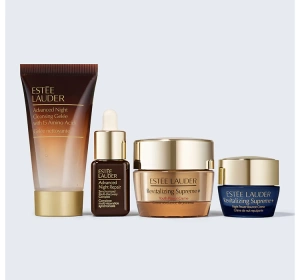 Estée Lauder Unwrap Your Glow Revitalizing Supreme + Skincare Starter Set набор для ухода за кожей средство для снятия макияжа 30 мл + крем для глаз 5 мл + сыворотка 7 мл + дневной крем 15 мл + ночной крем 7 мл