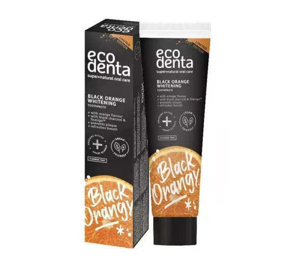 ECODENTA BLACK ORANGE ОТБЕЛИВАЮЩАЯ ЗУБНАЯ ПАСТА СО ВКУСОМ АПЕЛЬСИНА 100МЛ