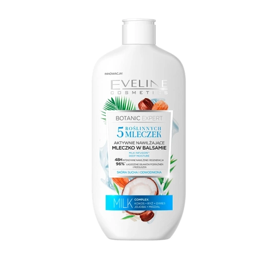 EVELINE BOTANIC EXPERT 5 PLANT MILK АКТИВНЕ ЗВОЛОЖУВАЛЬНЕ МОЛОЧКО У ФОРМІ БАЛЬЗАМУ 350МЛ