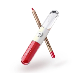 KIKO Milano Snow-Kissed Holiday My Perfect Combo подарочный набор для макияжа губ 03 помада для губ Unlimited Double Touch 107 6 мл + карандаш контурный для губ Creamy Colour 13 1,2 г + косметичка