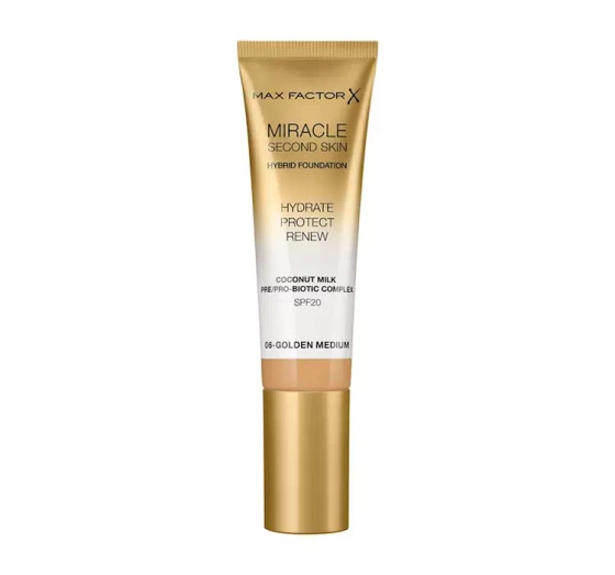 MAX FACTOR MIRACLE SECOND SKIN ТОНАЛЬНОЕ СРЕДСТВО 06 GOLDEN MEDIUM30МЛ