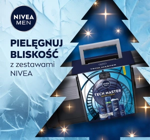 NIVEA MEN Tech Master набір чоловічої косметики в коробці: піна для гоління + бальзам після гоління + гель для душу + кульковий антиперспірант