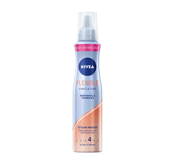 Натисніть на картинку, щоб її збільшити NIVEA FLEXIBLE CURLS&CARE MOUSSE ПІНКА ДЛЯ ВОЛОССЯ 150МЛ