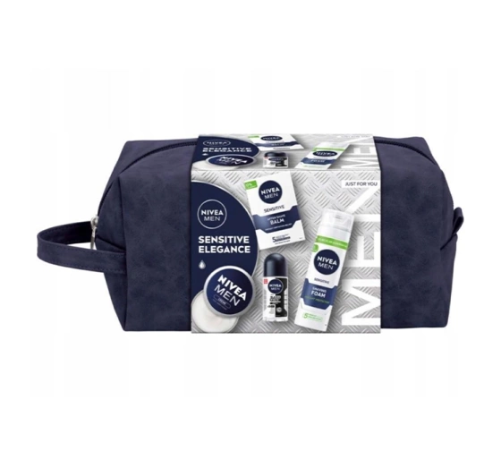 Натисніть на картинку, щоб її збільшити Nivea Men Sensitive Elegance набір бальзам після гоління + піна для гоління + крем + антиперспірант