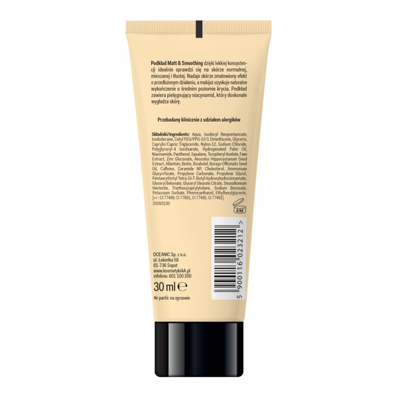 AA MATT & SMOOTHING МАТУЮЧЕ-ЗГЛАДЖУВАЛЬНИЙ ТОНАЛЬНИЙ ЗАСІБ 107 DARK BEIGE 30МЛ