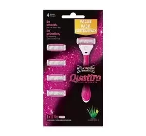 WILKINSON SWORD QUATTRO FOR WOMEN СТАНОК ДЛЯ ГОЛІННЯ ДЛЯ ЖІНОК ЗІ ЗМІННИМИ КАРТРИДЖАМИ