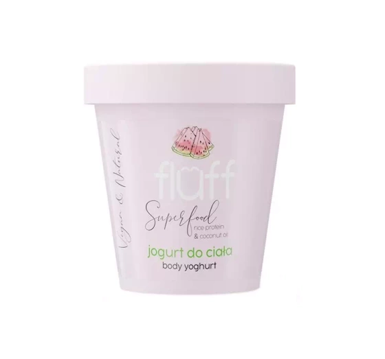 Натисніть на картинку, щоб її збільшити FLUFF ГЛИБОКО ЗВОЛОЖУВАЛЬНИЙ ЙОГУРТ ДЛЯ ТІЛА КАВУН І МИГДАЛЬ 180МЛ