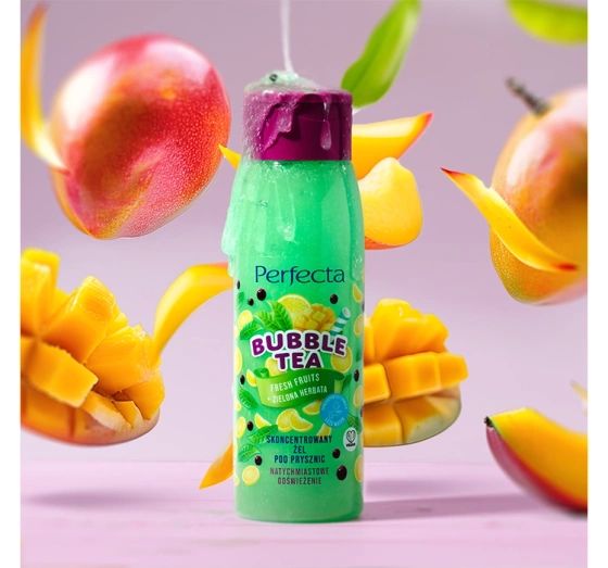 PERFECTA BUBBLE TEA ГЕЛЬ ДЛЯ ДУША FRESH FRUITS + ЗЕЛЕНЫЙ ЧАЙ 400Г