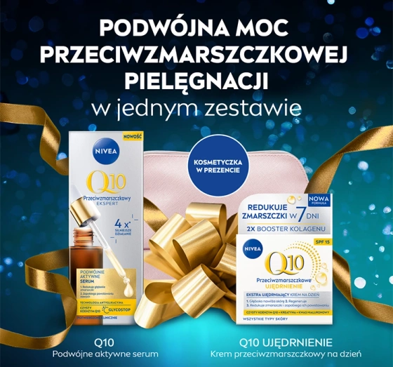 Натисніть на картинку, щоб її збільшити NIVEA Q10 Elegance набір косметики для догляду за обличчям з косметичкою