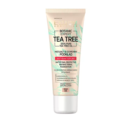 EVELINE COSMETICS BOTANIC EXPERT TEA TREE МАТИРУЮЩИЙ ТОНАЛЬНЫЙ АНТИБАКТЕРИАЛЬНЫЙ КРЕМ 05 BEIGE 30МЛ