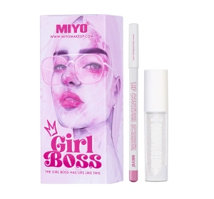 MIYO X OLUCZKA GIRL BOSS НАБІР КОСМЕТИКИ ДЛЯ ГУБ БЛИСК + ОЛІВЕЦЬ