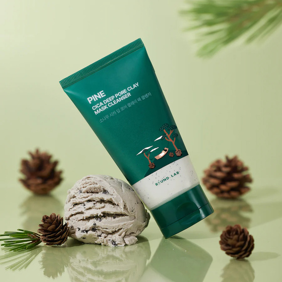 Нажмите на картинку, чтобы ее увеличить Round Lab Pine Cica Deep Pore Clay Mask Cleanser глиняная маска для умывания, очищающая поры 150 мл