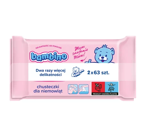BAMBINO DUO PACK ДЕЛІКАТНІ СЕРВЕТКИ ДЛЯ НЕМОВЛЯТ 2X63 ШТ