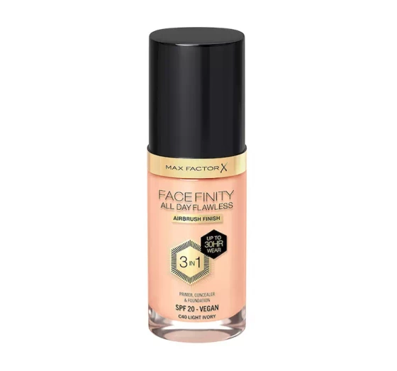 MAX FACTOR FACEFINITY ALL DAY FLAWLESS 3IN1 ВЕГАНСЬКИЙ ТОНАЛЬНИЙ ЗАСІБ C40 LIGHT IVORY 30МЛ