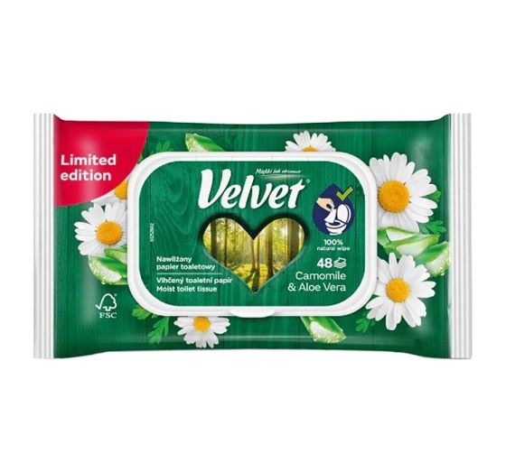 Velvet Camomile & Aloe Vera вологий туалетний папір 48 штук