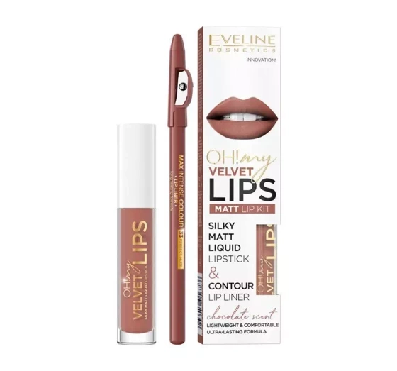 EVELINE OH! MY VELVET LIPS KIT НАБОР ДЛЯ МАКИЯЖА ГУБ 12 PRALINE ECLAIR
