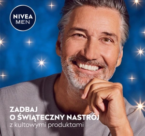 NIVEA MEN Tech Master набір чоловічої косметики в коробці: піна для гоління + бальзам після гоління + гель для душу + кульковий антиперспірант