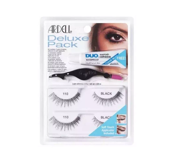 ARDELL DELUXE PACK НАБІР ВІЙ  2 ПАРИ 110 BLACK  + КЛЕЙ + АПЛІКАТОР