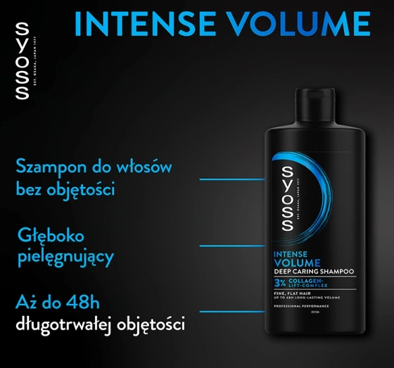 SYOSS VOLUME ШАМПУНЬ ДЛЯ ДЕЛИКАТНЫХ ВОЛОС БЕЗ ОБЬЕМА 440МЛ