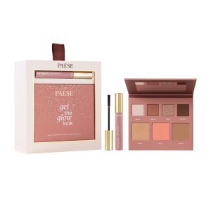 Paese Double Glow Look подарунковий набір для макіяжу: туш для вій 2-в-1 Eyegasm Double Serum Mascara 9 мл + палітра для обличчя та очей Get The Glow Look 16 г