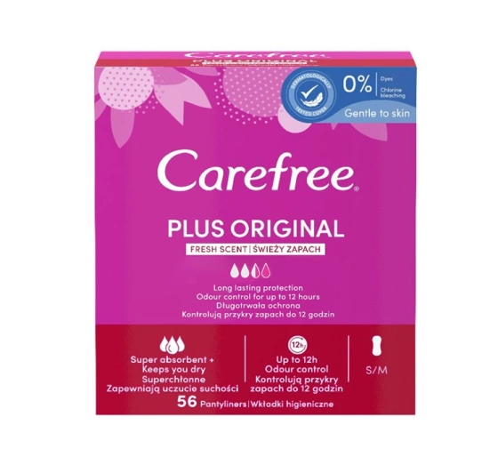 CAREFREE PLUS ORIGINAL FRESH SCENT ГІГІЄНІЧНІ ПРОКЛАДКИ 56 ШТУК