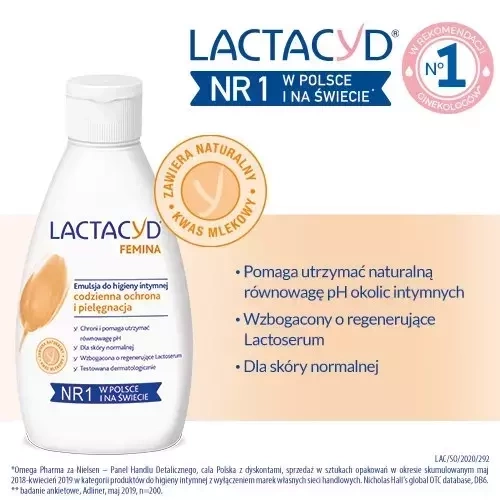LACTACYD FEMINA ГЕЛЬ ДЛЯ ЩОДЕННОЇ ІНТИМНОЇ ГІГІЄНИ 200МЛ