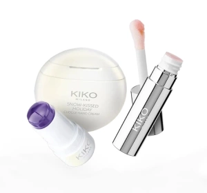 KIKO Milano Snow-Kissed Holiday Mountain Mates Skincare подарунковий набір для догляду: крем для рук 50 мл + маска для губ 4 мл + стік для обличчя SPF50 6 г