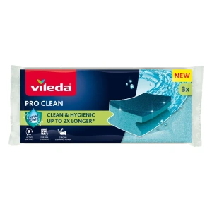 Vileda Pro Clean профільована кухонна губка з ферментами 3 штуки