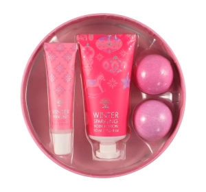 Aurora Lotus Flower подарунковий набір бальзам для тіла 60 мл + блиск для губ 10 мл + шипучі бомбочки для ванни 2 x 30 г